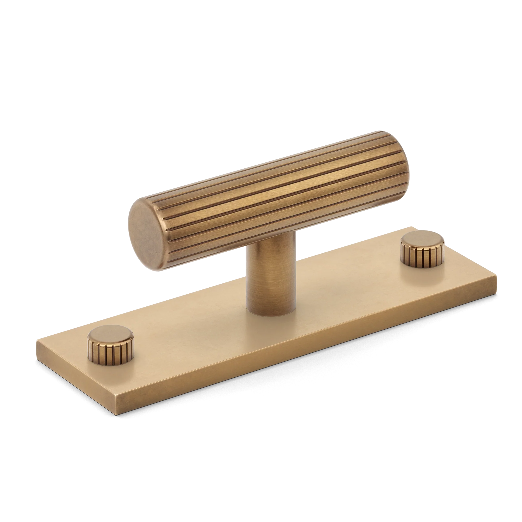 Armac Martin MIX Straight Knurled T-bar Handle & Backplate in 65mm / Fine English Antique