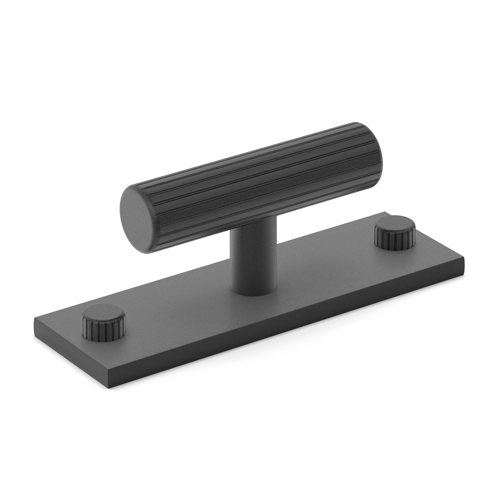 Armac Martin MIX Straight Knurled T-bar Handle & Backplate in 65mm / Matt Black Lacquered