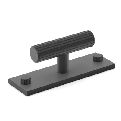 Armac Martin MIX Straight Knurled T-bar Handle & Backplate in 65mm / Matt Black Lacquered