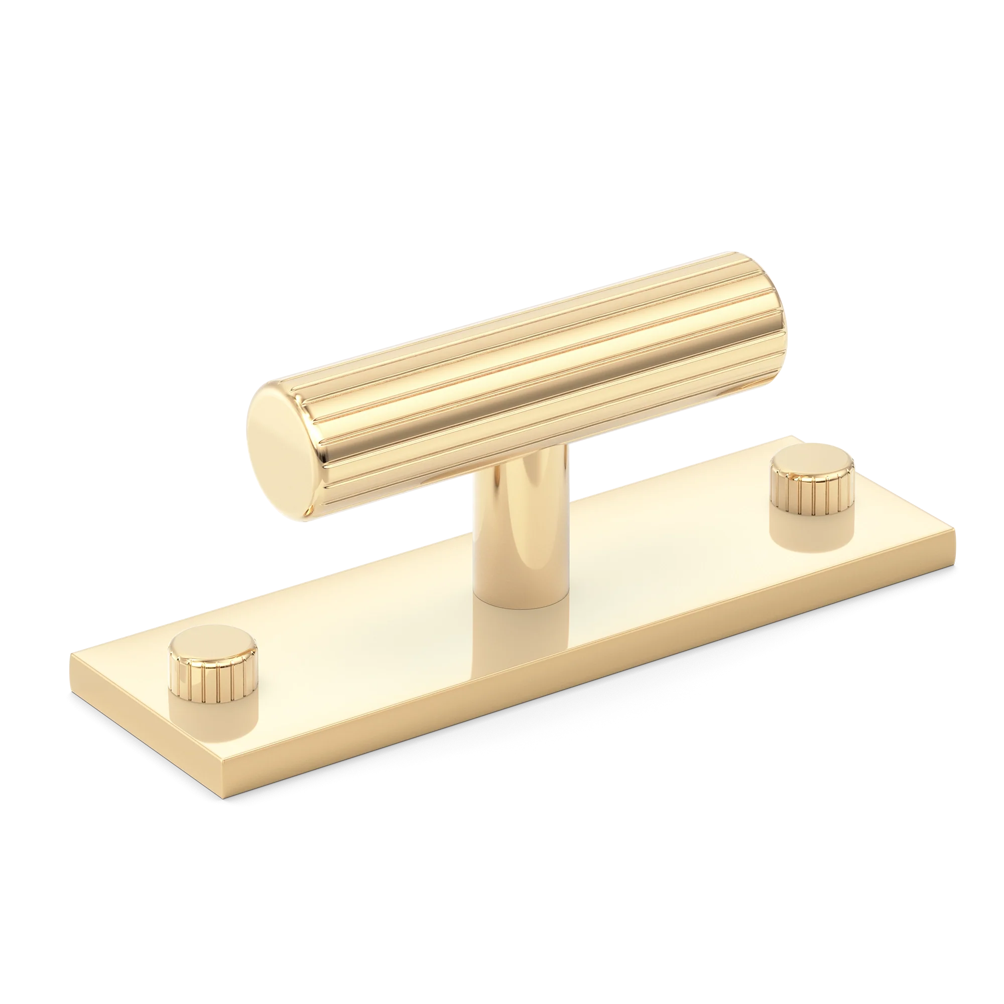 Armac Martin MIX Straight Knurled T-bar Handle & Backplate in 65mm / Polished Brass Unlacquered