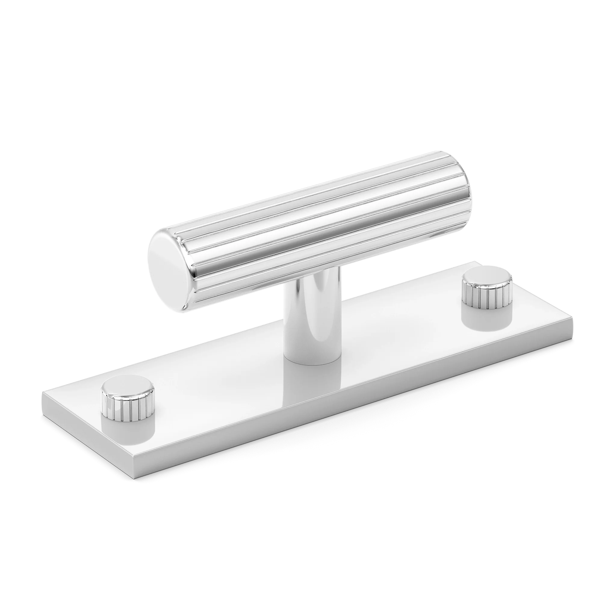 Armac Martin MIX Straight Knurled T-bar Handle & Backplate in 65mm / Polished Chrome Plate