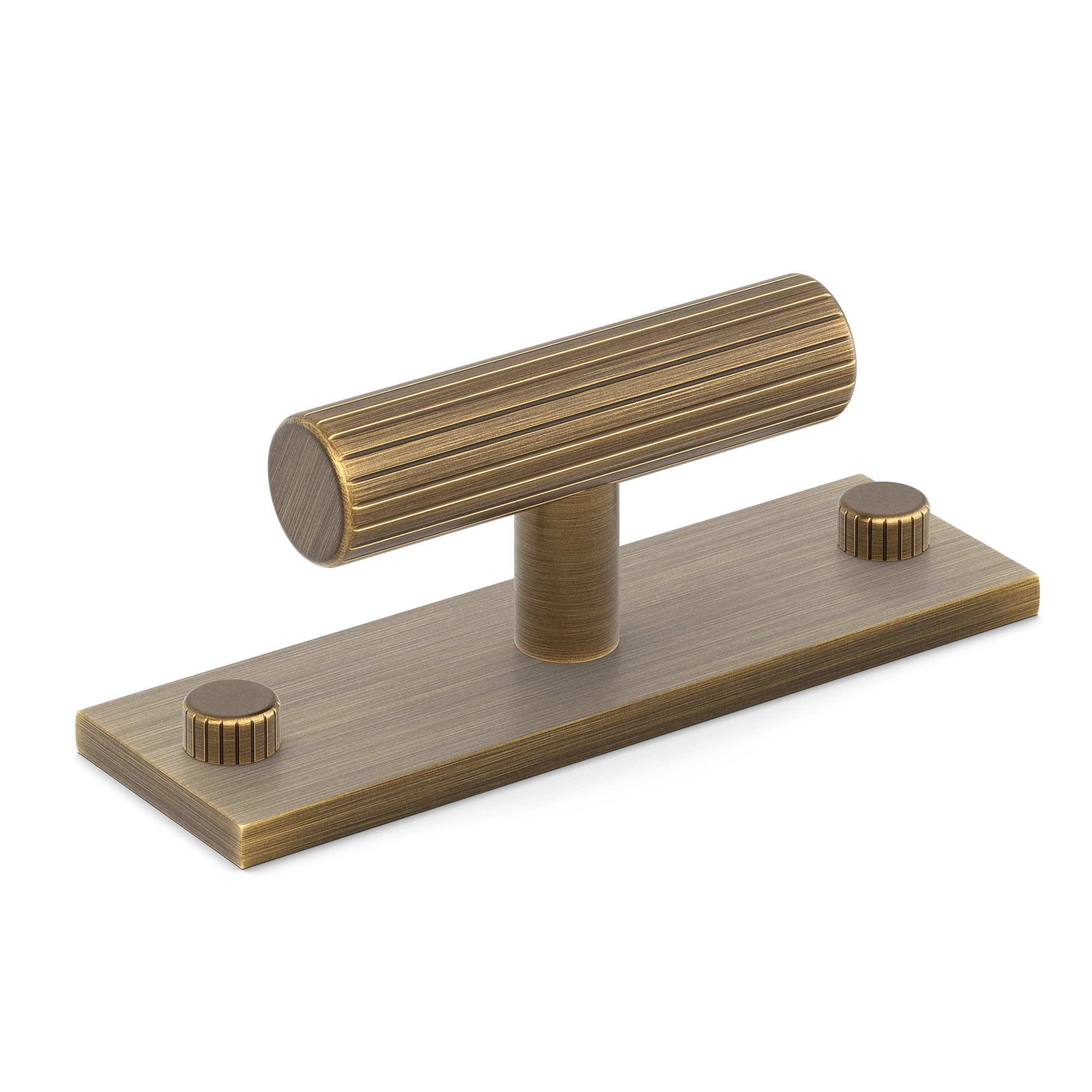 Armac Martin MIX Straight Knurled T-bar Handle & Backplate in 65mm / Satin Antique Satin Lacquered