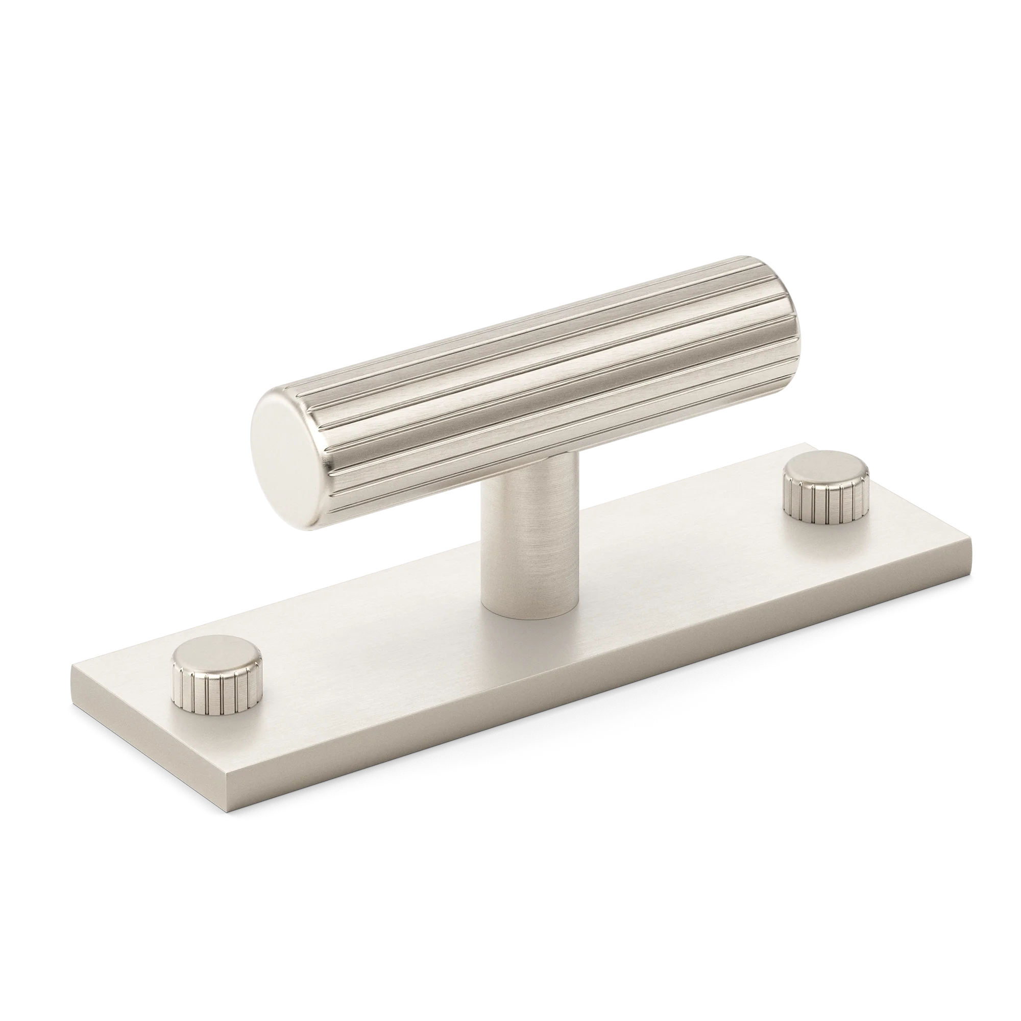 Armac Martin MIX Straight Knurled T-bar Handle & Backplate in 65mm / Satin Nickel Plate