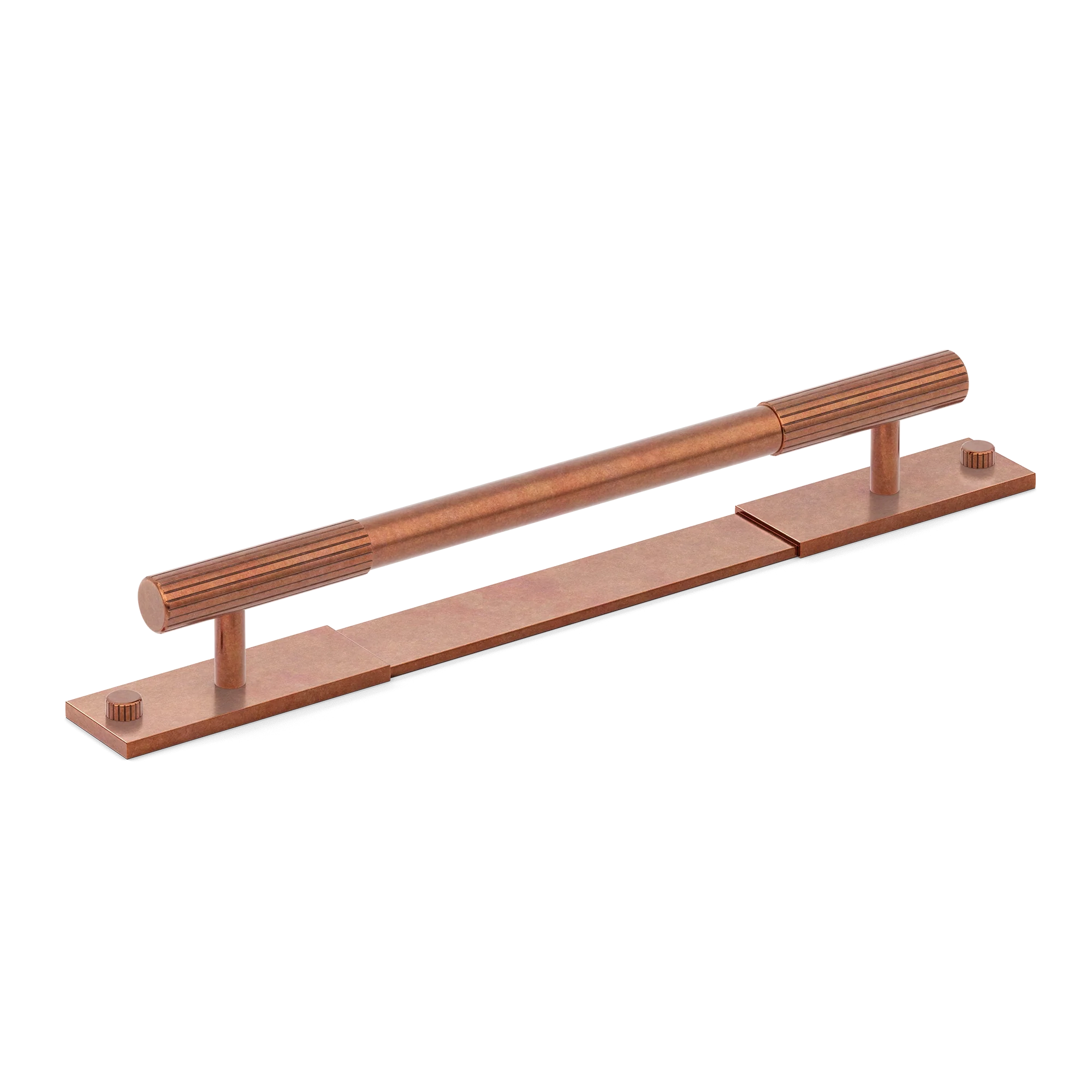 Armac Martin MIX Straight Knurled Pull Handle & Backplate in 128mm / Aged Copper