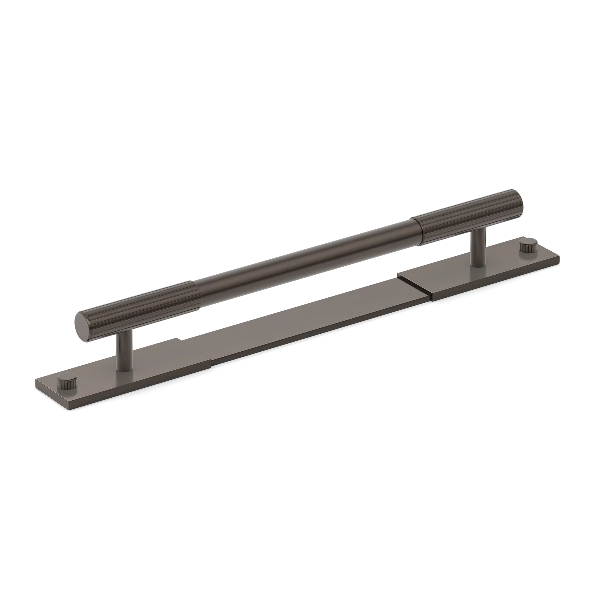 Armac Martin MIX Straight Knurled Pull Handle & Backplate in 128mm / Dark Bronze