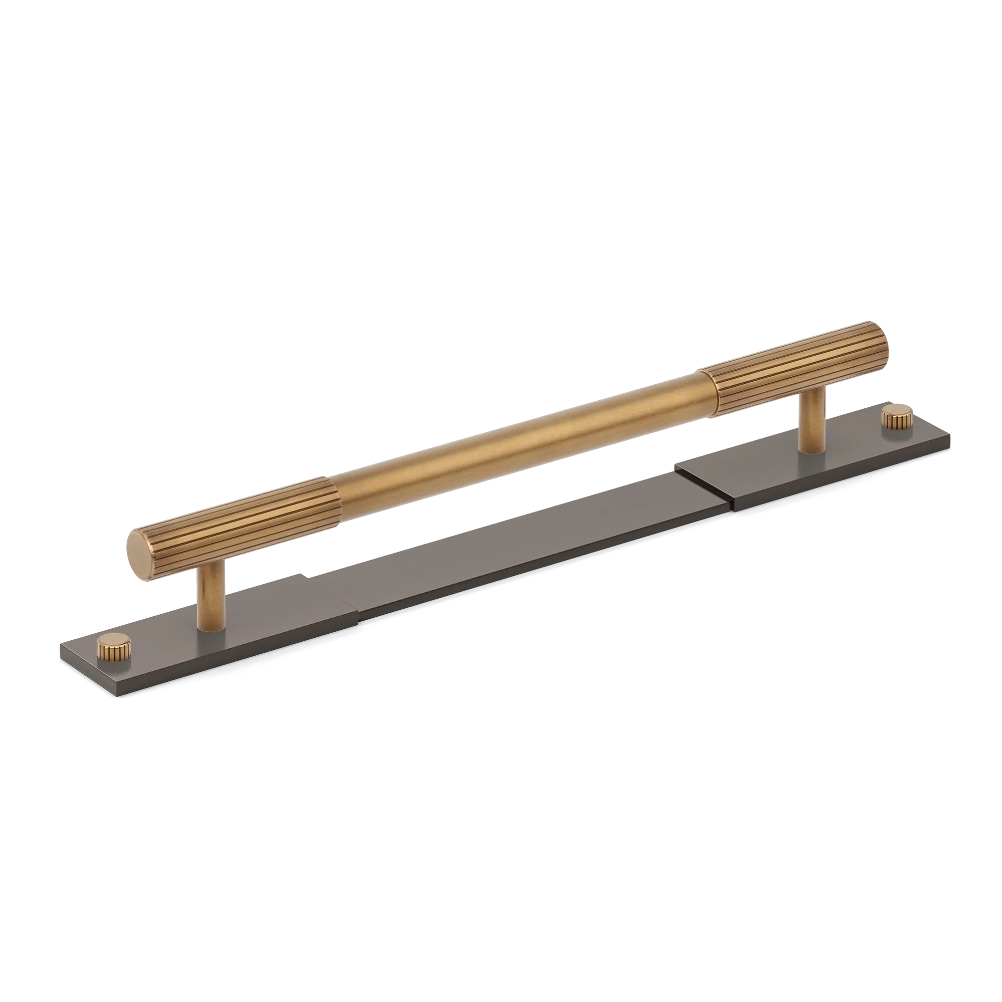 Armac Martin MIX Straight Knurled Cabinet Handle & Backplate - Mixed Finish in 128mm