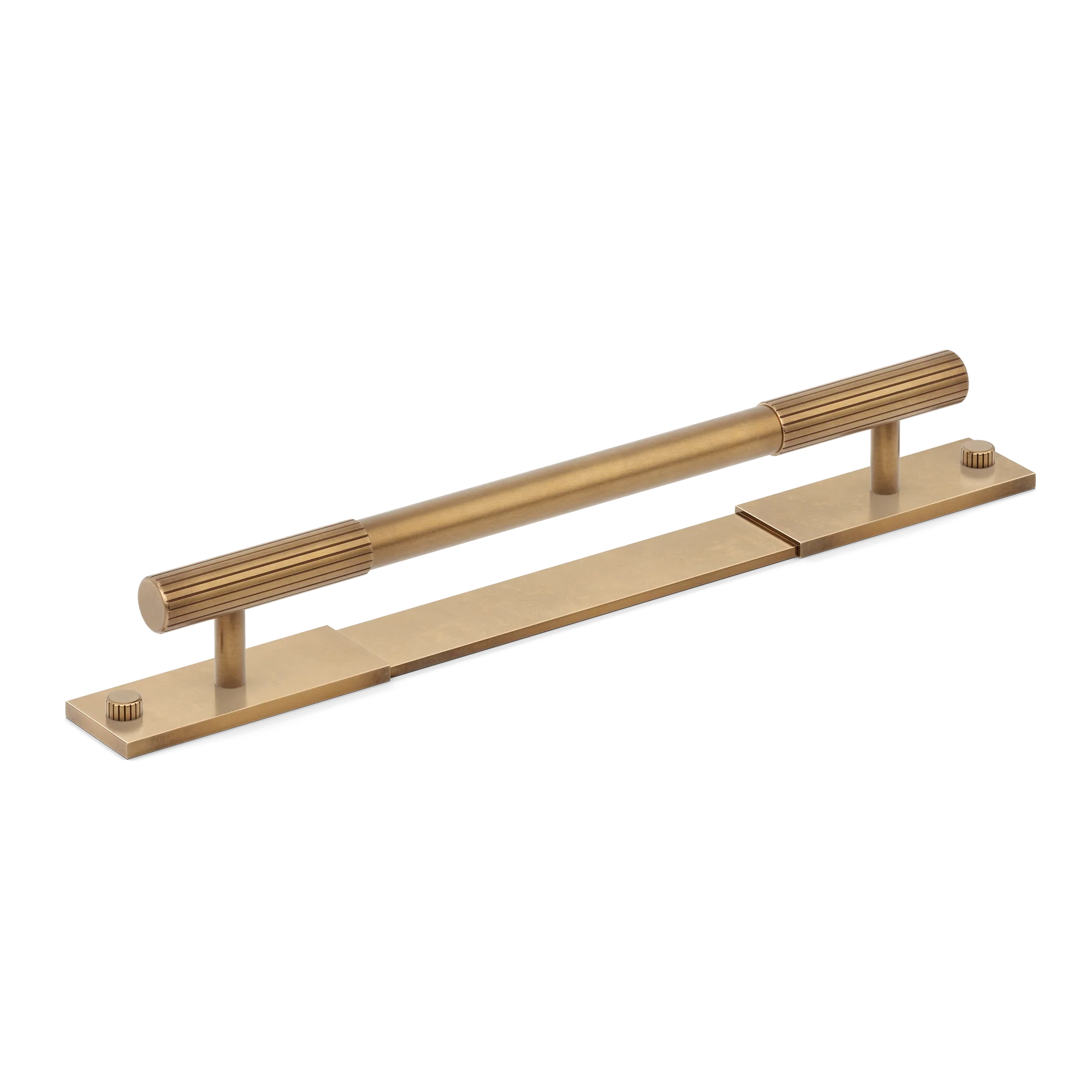 Armac Martin MIX Straight Knurled Pull Handle & Backplate in 128mm / Fine English Antique