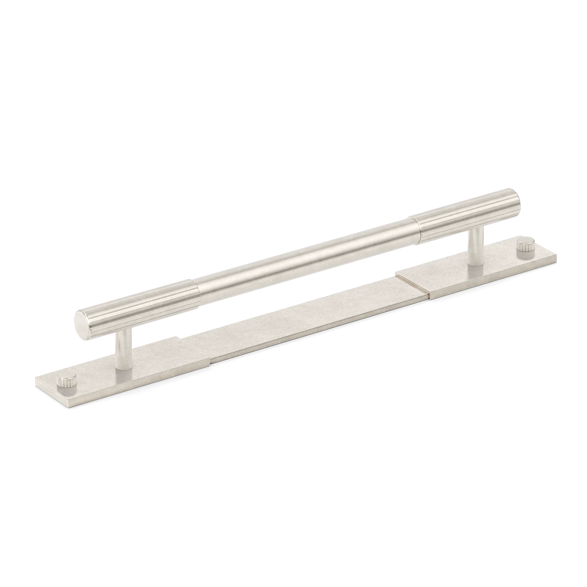 Armac Martin MIX Straight Knurled Pull Handle & Backplate in 128mm / Barrelled Nickel Plate