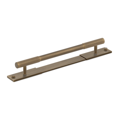 Armac Martin MIX Straight Knurled Pull Handle & Backplate in 128mm / Satin Antique Satin Lacquered