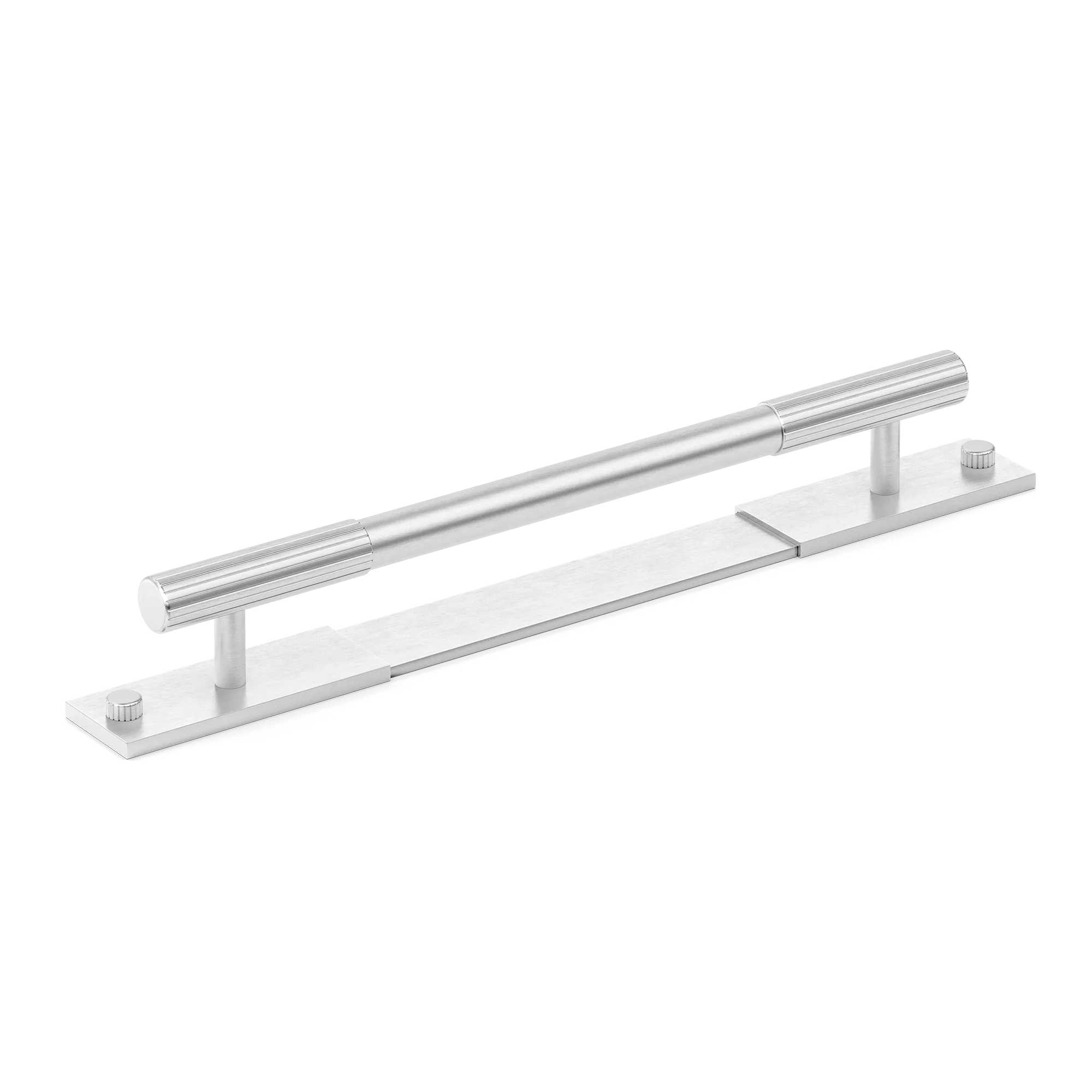 Armac Martin MIX Straight Knurled Pull Handle & Backplate in 128mm / Satin Chrome Plate