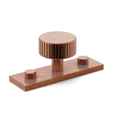 Armac Martin MIX Straight Knurled Cabinet Knob & Backplate in 54mm / Aged Copper