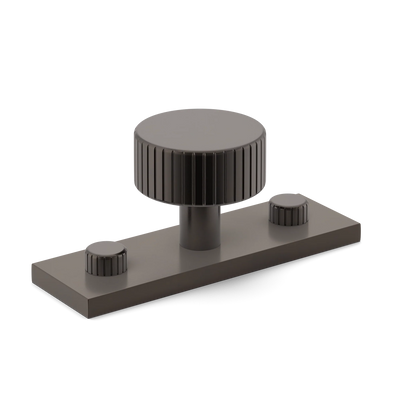 Armac Martin MIX Straight Knurled Cabinet Knob & Backplate in 54mm / Dark Bronze