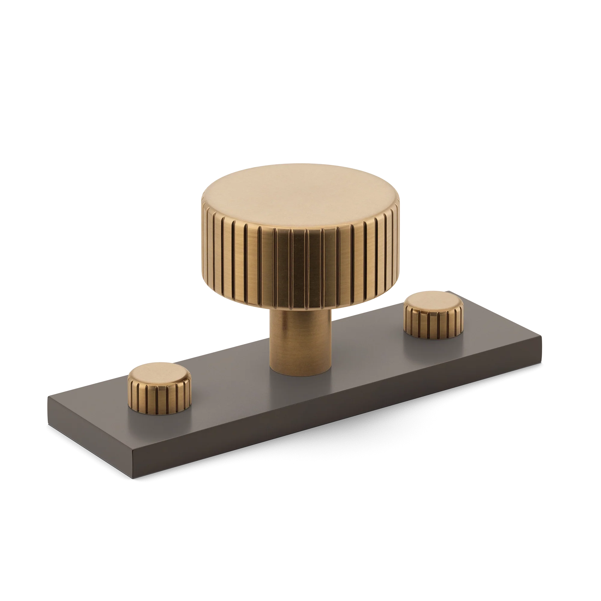 Armac Martin MIX Straight Knurled Cabinet Knob & Backplate - Mixed Finish in 54mm