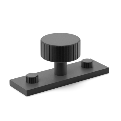 Armac Martin MIX Straight Knurled Cabinet Knob & Backplate in 54mm / Matt Black Lacquered