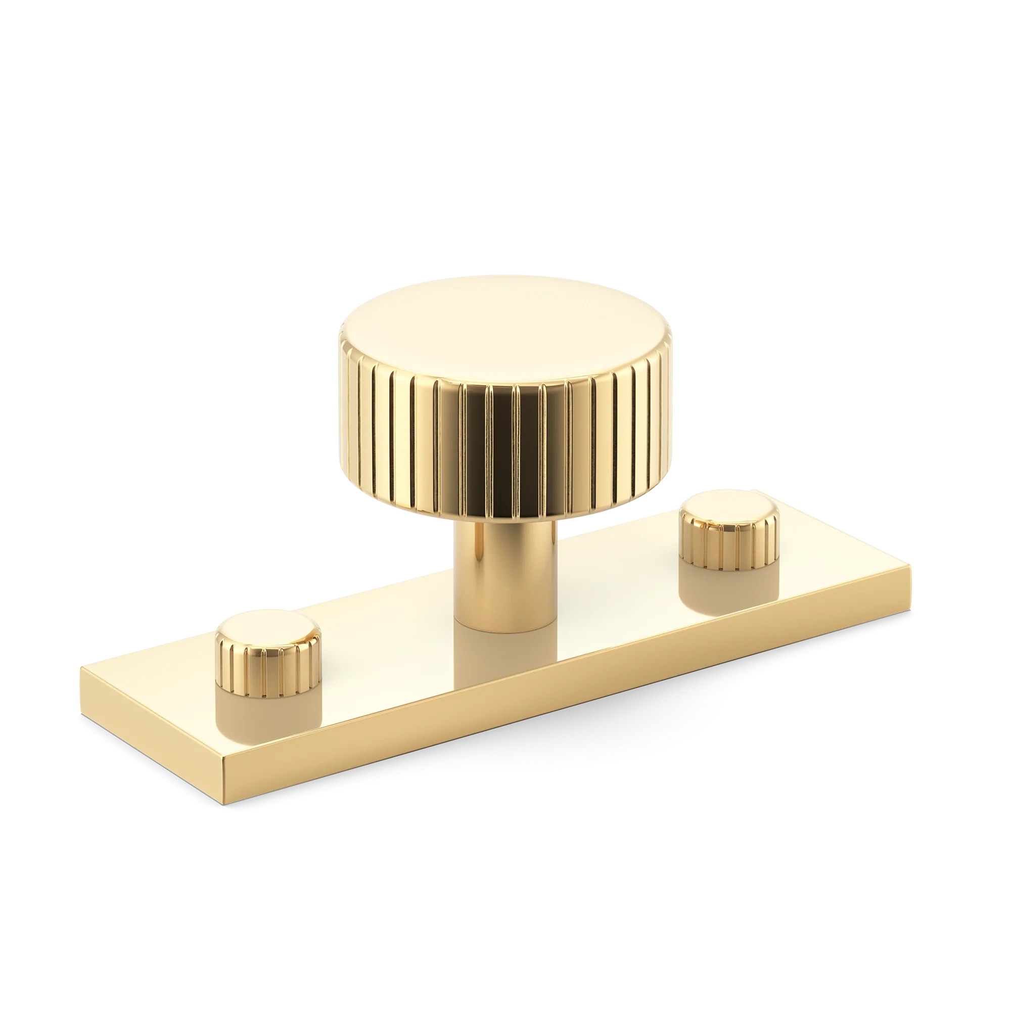 Armac Martin MIX Straight Knurled Cabinet Knob & Backplate in 54mm / Polished Brass Unlacquered