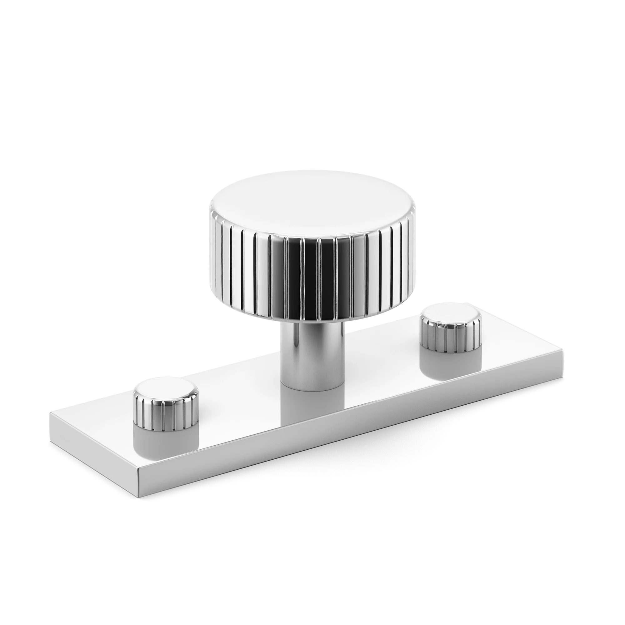 Armac Martin MIX Straight Knurled Cabinet Knob & Backplate in 54mm / Polished Chrome Plate