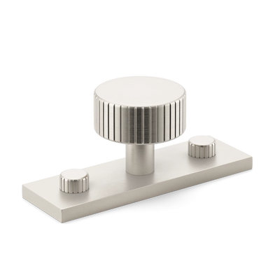 Armac Martin MIX Straight Knurled Cabinet Knob & Backplate in 54mm / Satin Nickel Plate