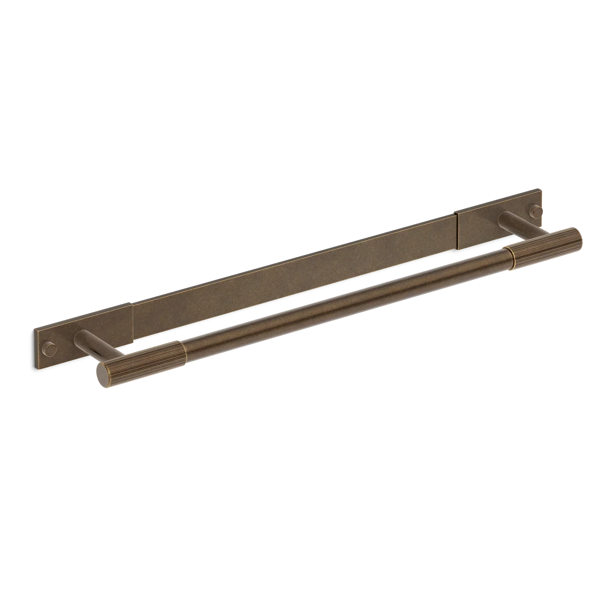 Armac Martin MIX Straight Knurled Bath Towel Rail & Backplate in 450mm / Dark Aged Brass