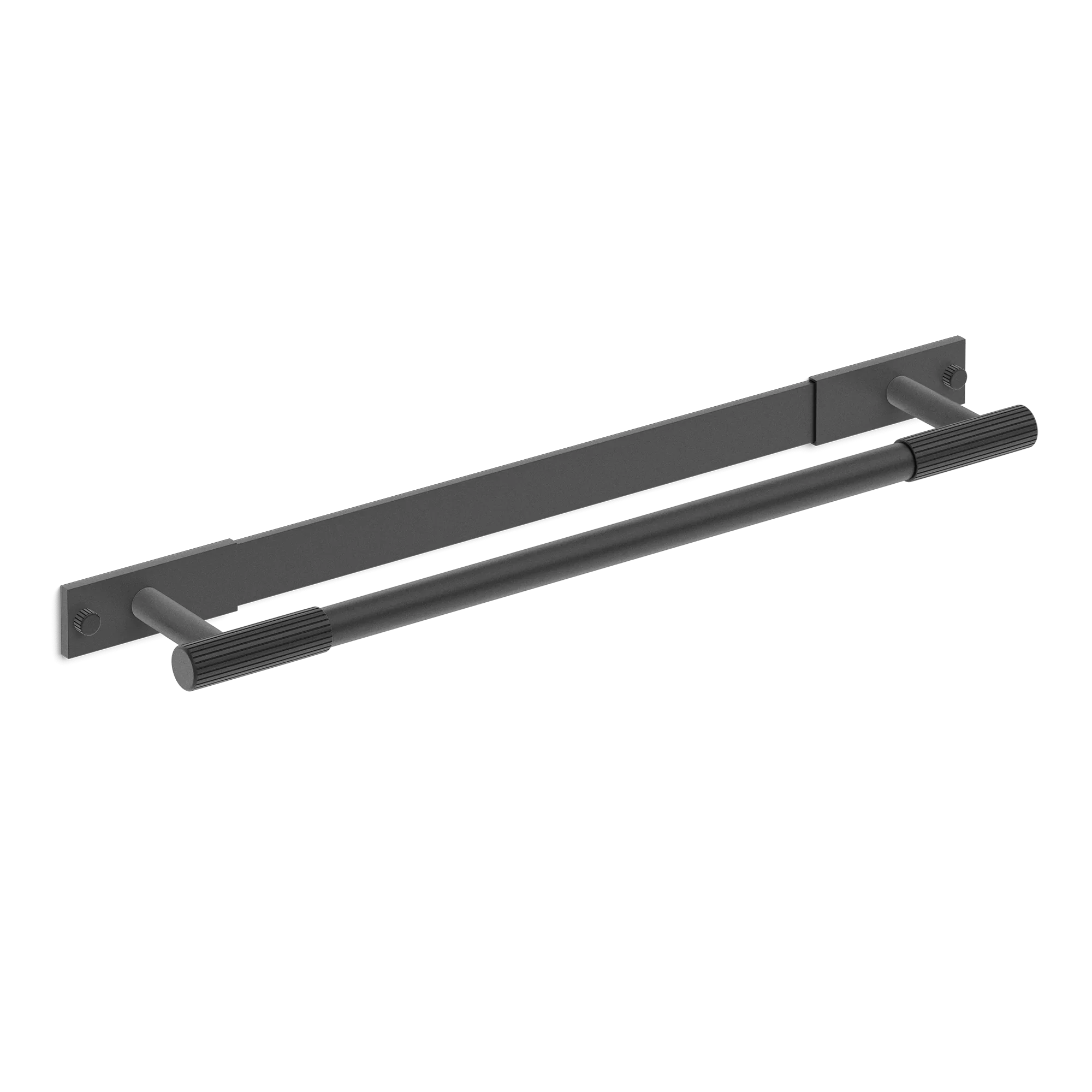 Armac Martin MIX Straight Knurled Bath Towel Rail & Backplate in 450mm / Matt Black Lacquered