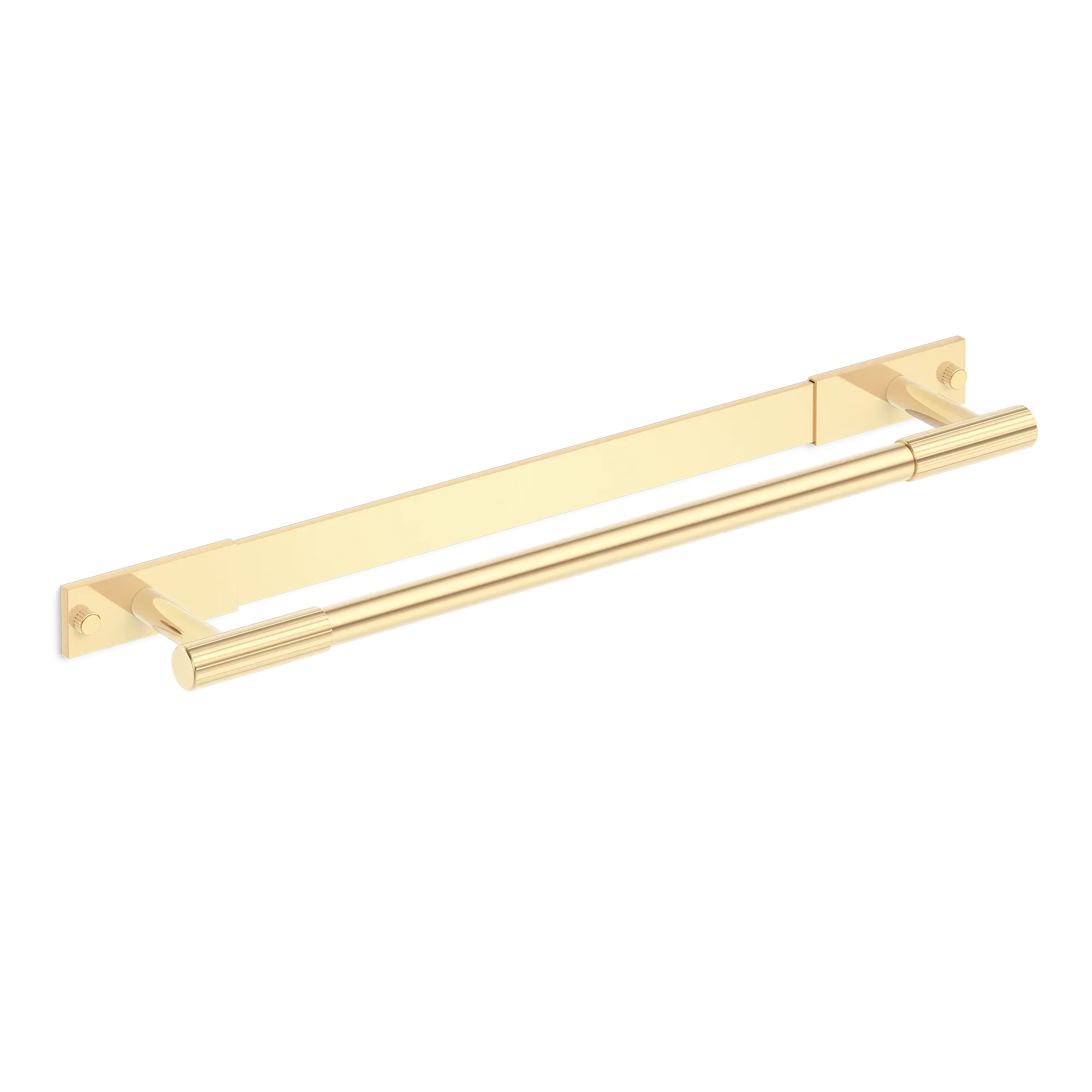 Armac Martin MIX Straight Knurled Bath Towel Rail & Backplate in 450mm / Polished Brass Unlacquered