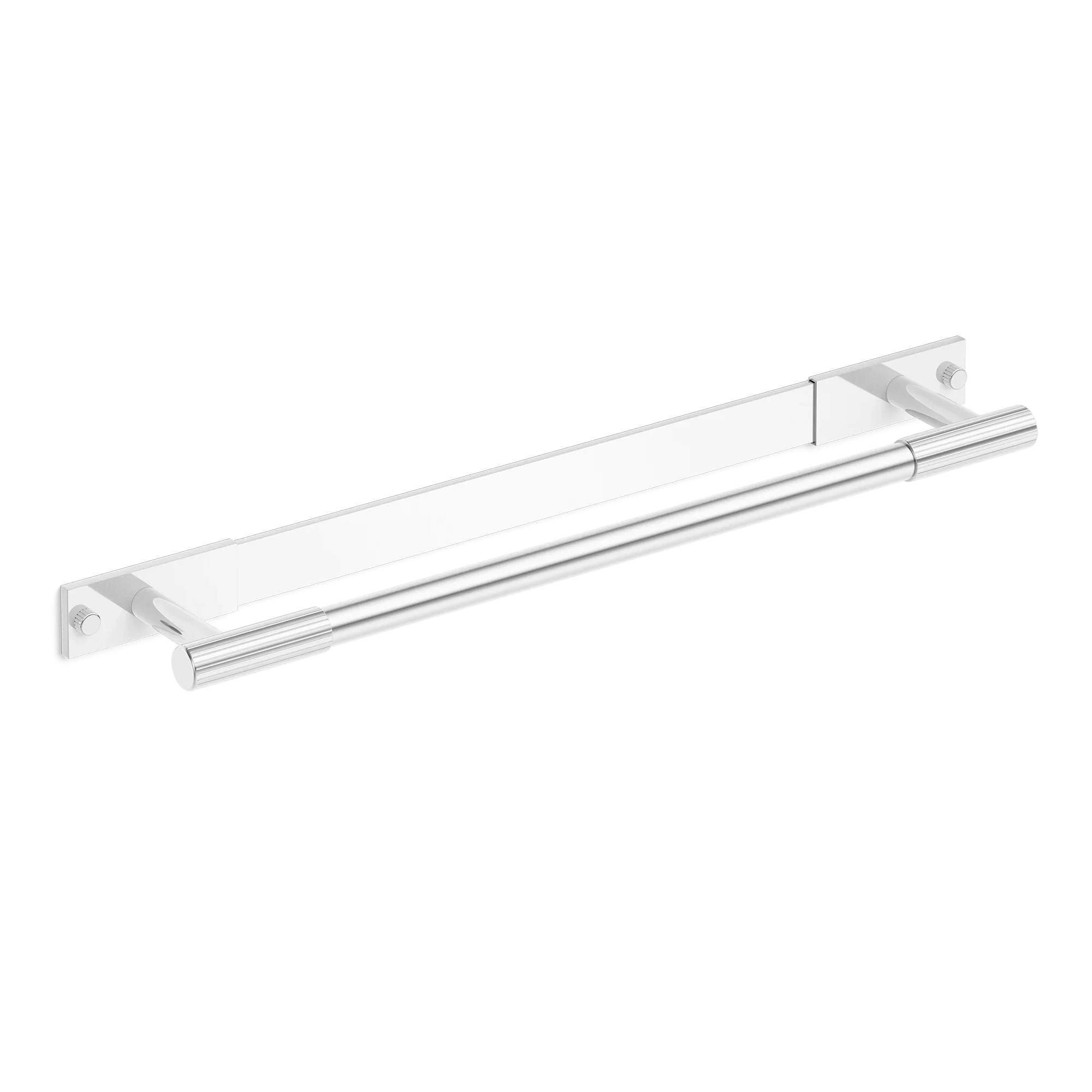 Armac Martin MIX Straight Knurled Bath Towel Rail & Backplate in 450mm / Polished Chrome Plate
