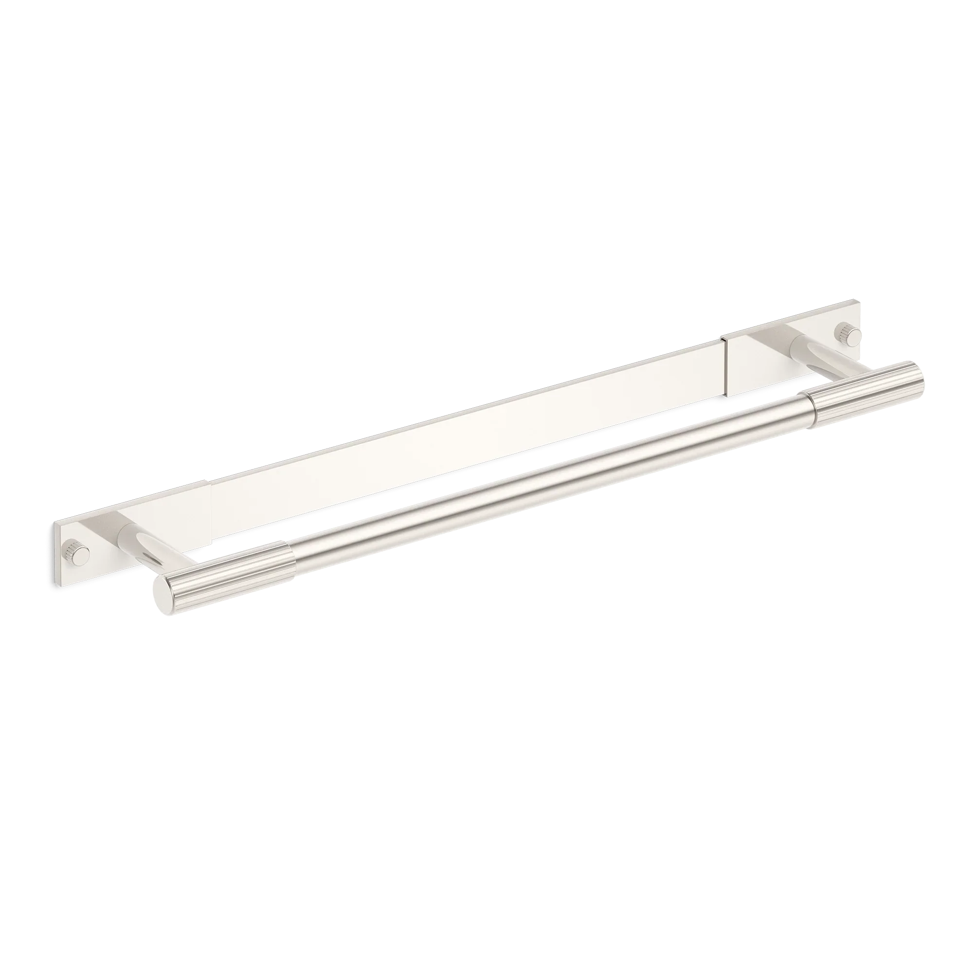 Armac Martin MIX Straight Knurled Bath Towel Rail & Backplate in 450mm / Polished Nickel Plate