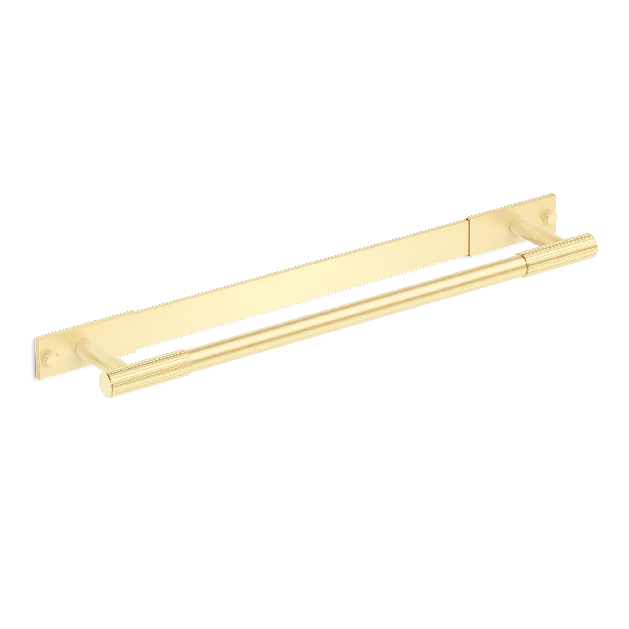 Armac Martin MIX Straight Knurled Bath Towel Rail & Backplate in 450mm / Satin Brass Unlacquered