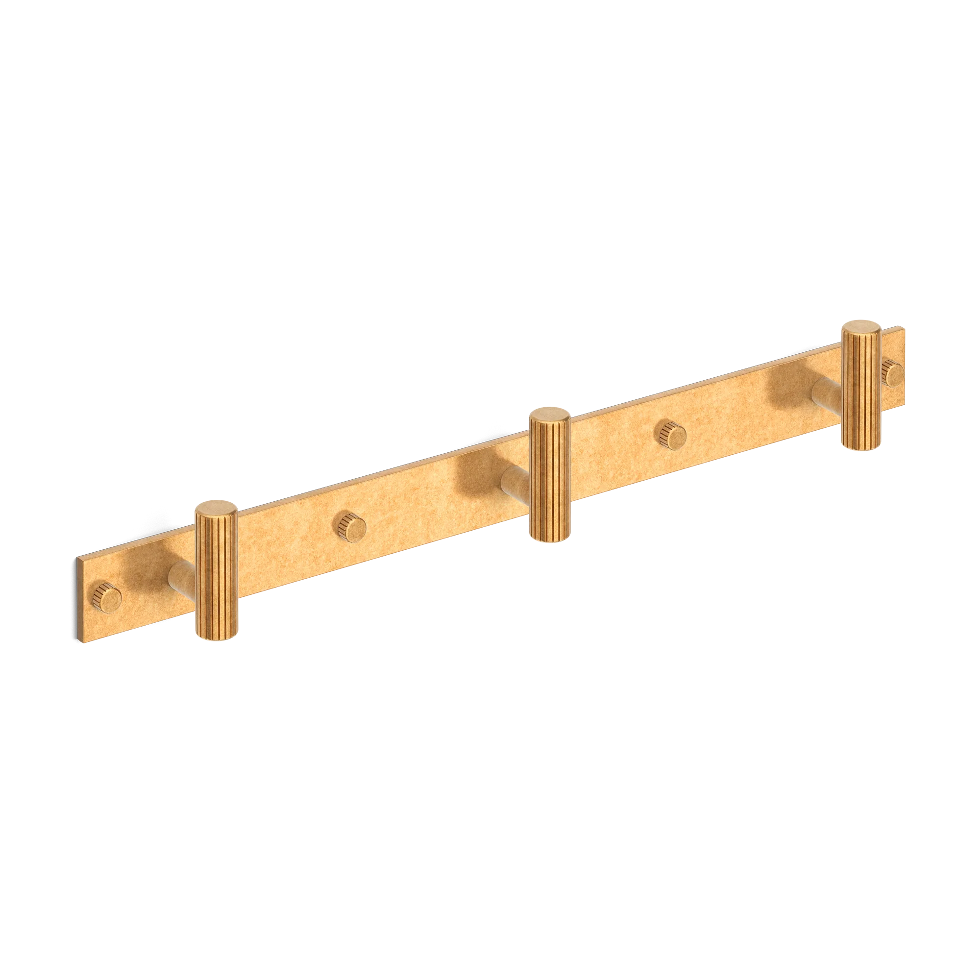Armac Martin MIX Straight Knurled Wall Hook Rack in 384mm (3 hooks) / Burnished Brass