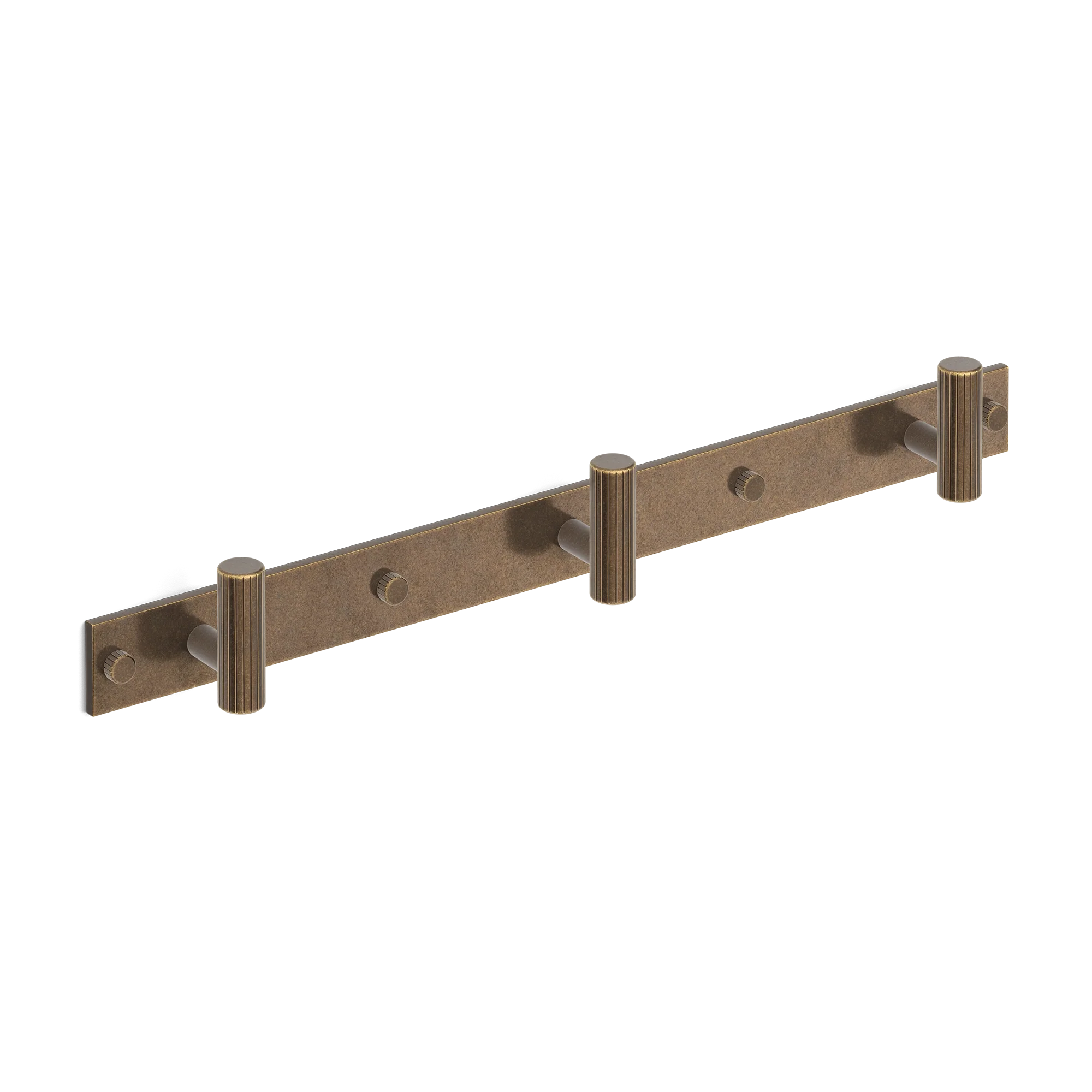 Armac Martin MIX Straight Knurled Wall Hook Rack in 384mm (3 hooks) / Dark Aged Brass