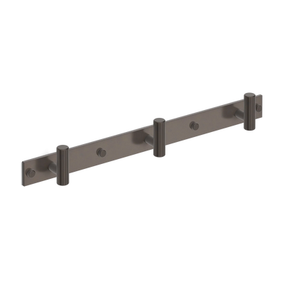 Armac Martin MIX Straight Knurled Wall Hook Rack in 384mm (3 hooks) / Dark Bronze