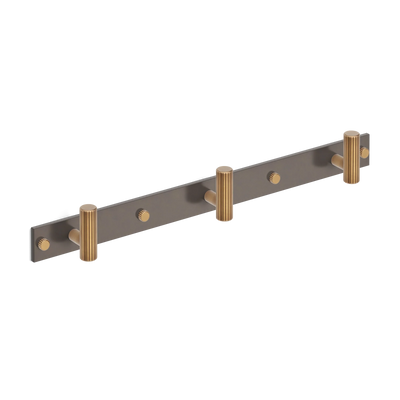 Armac Martin MIX Straight Knurled Wall Hook Rack - Mixed Finish in 384mm (3 hooks)
