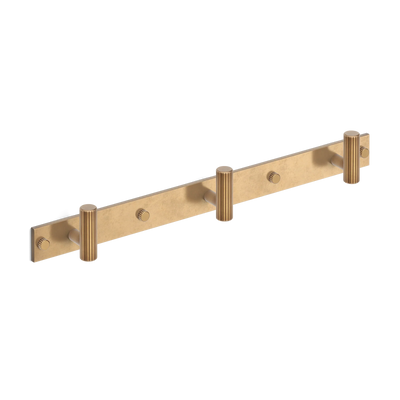 Armac Martin MIX Straight Knurled Wall Hook Rack in 384mm (3 hooks) / Fine English Antique