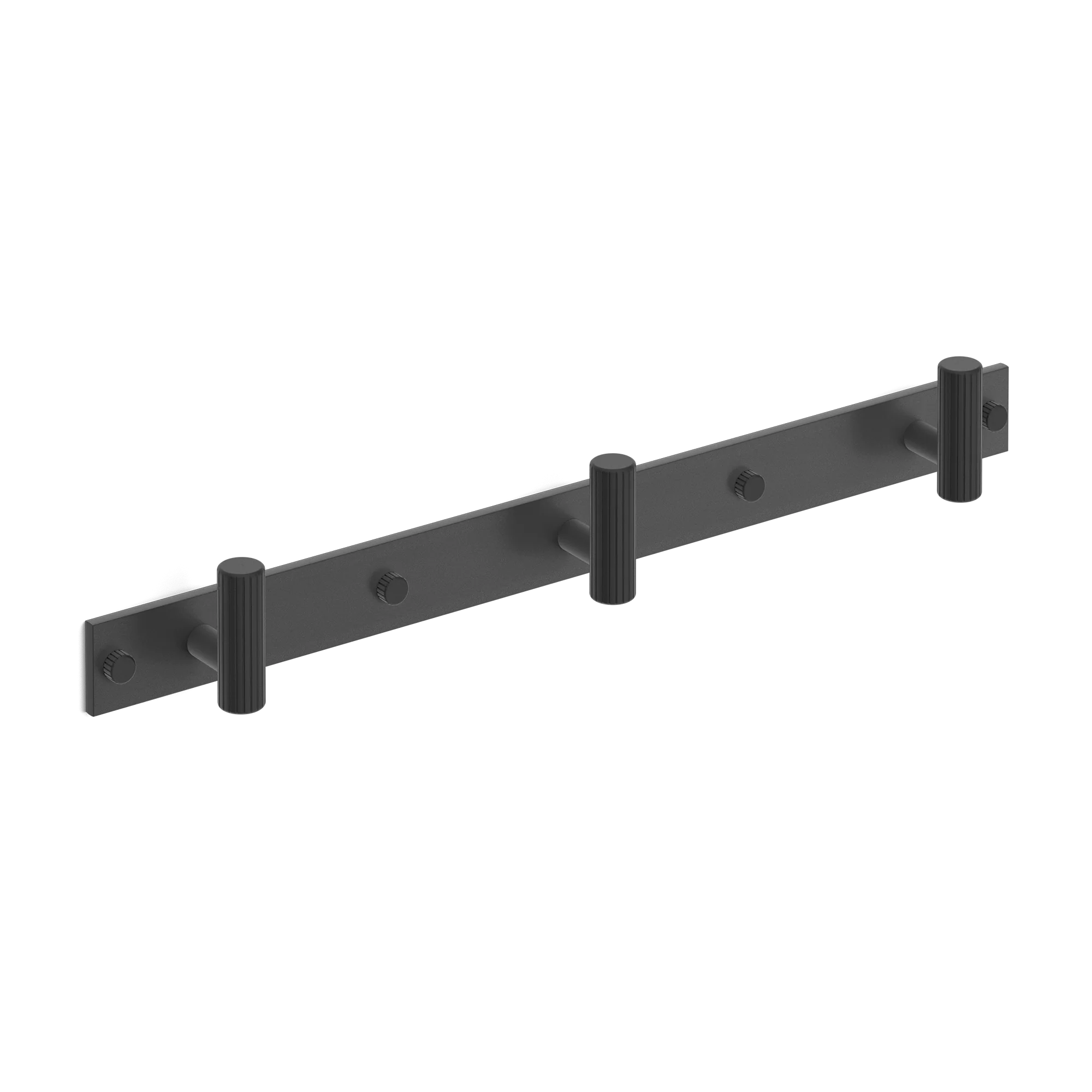 Armac Martin MIX Straight Knurled Wall Hook Rack in 384mm (3 hooks) / Matt Black Lacquered