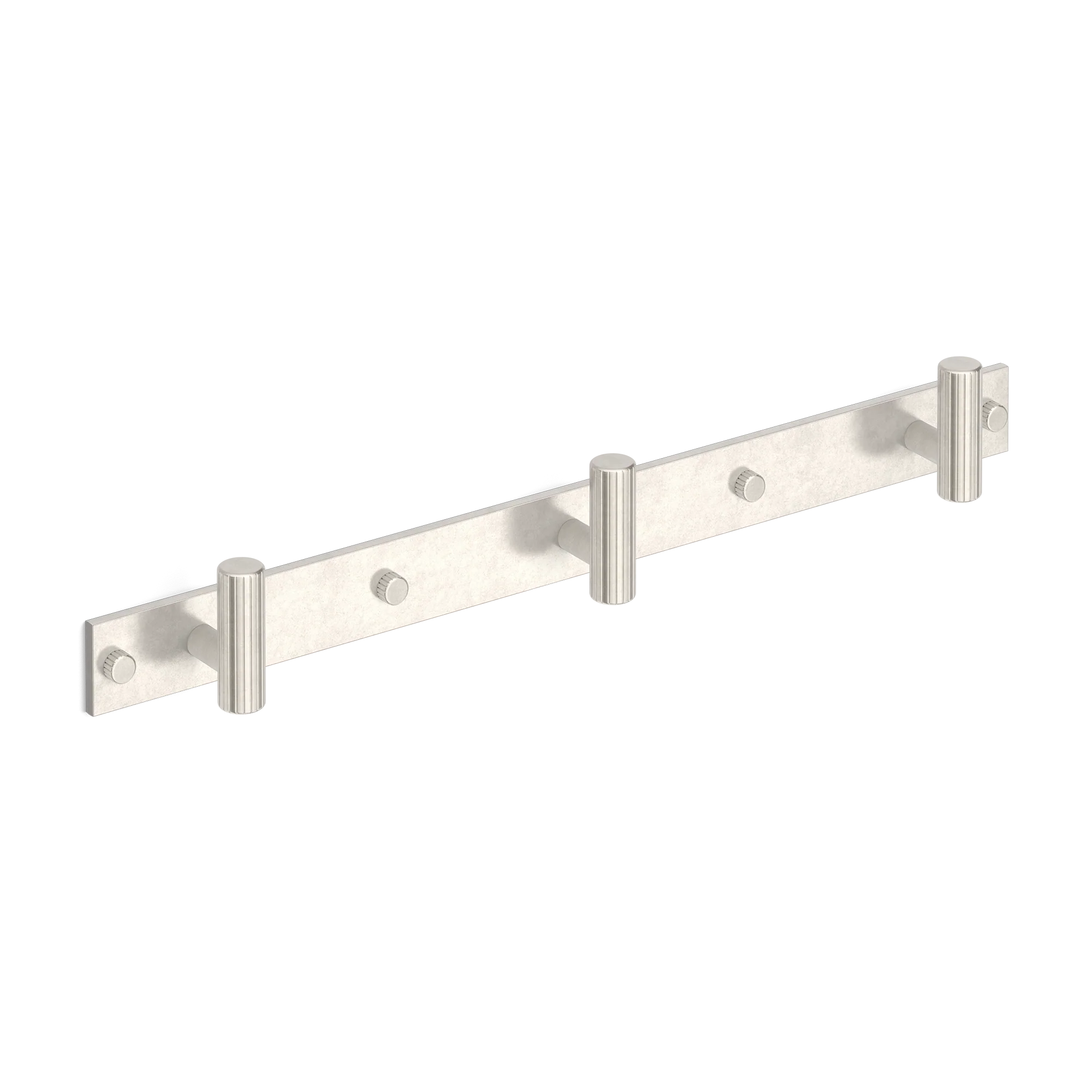 Armac Martin MIX Straight Knurled Wall Hook Rack in 384mm (3 hooks) / Barrelled Nickel Plate