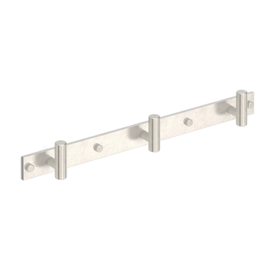 Armac Martin MIX Straight Knurled Wall Hook Rack in 384mm (3 hooks) / Barrelled Nickel Plate