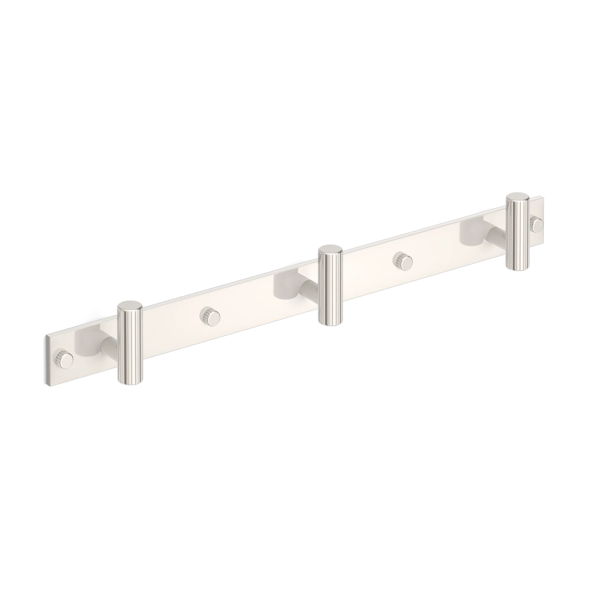 Armac Martin MIX Straight Knurled Wall Hook Rack in 384mm (3 hooks) / Polished Nickel Plate
