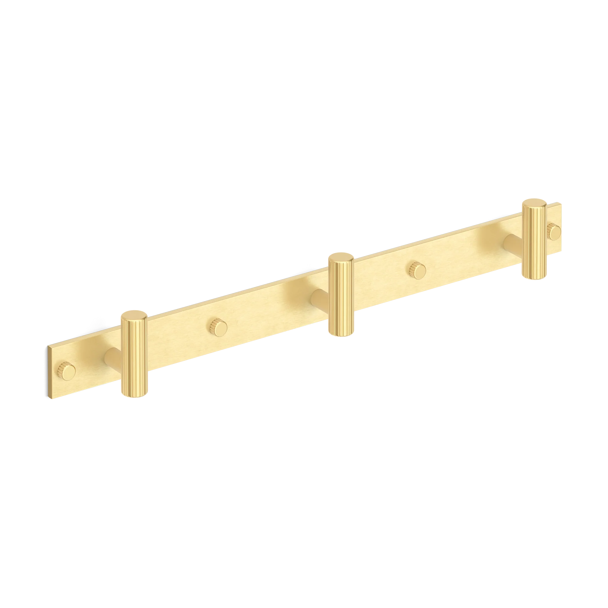 Armac Martin MIX Straight Knurled Wall Hook Rack in 384mm (3 hooks) / Satin Brass Satin Lacquered