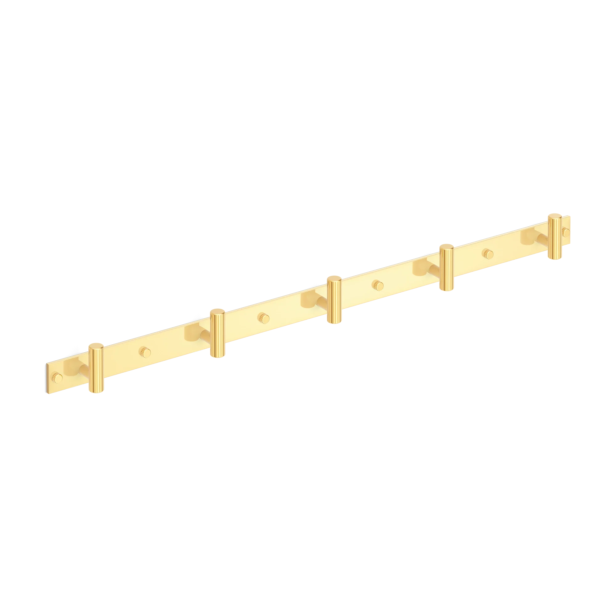 Armac Martin MIX Straight Knurled Wall Hook Rack in 684mm (5 hooks) / Polished Brass Lacquered
