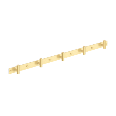 Armac Martin MIX Straight Knurled Wall Hook Rack in 684mm (5 hooks) / Satin Brass Satin Lacquered