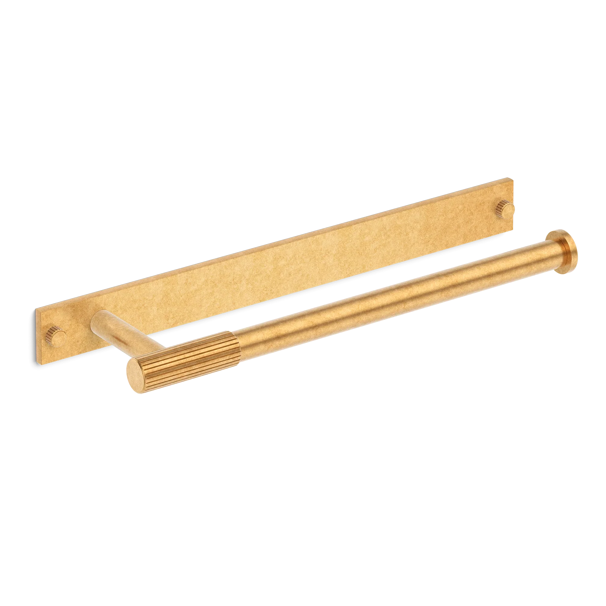 Armac Martin MIX Straight Knurled Hand Towel Rail & Backplate in 250mm / Burnished Brass