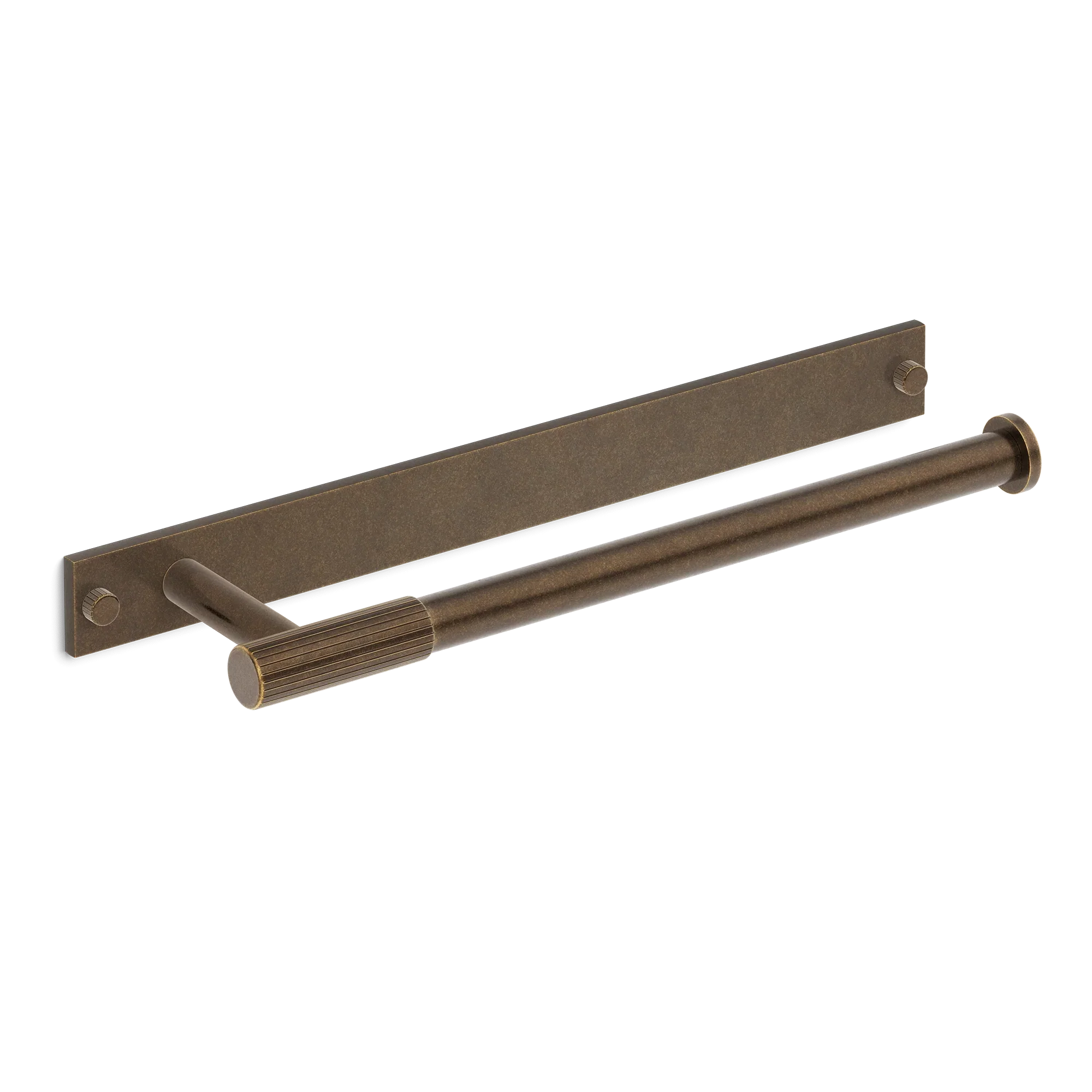 Armac Martin MIX Straight Knurled Hand Towel Rail & Backplate in 250mm / Dark Aged Brass
