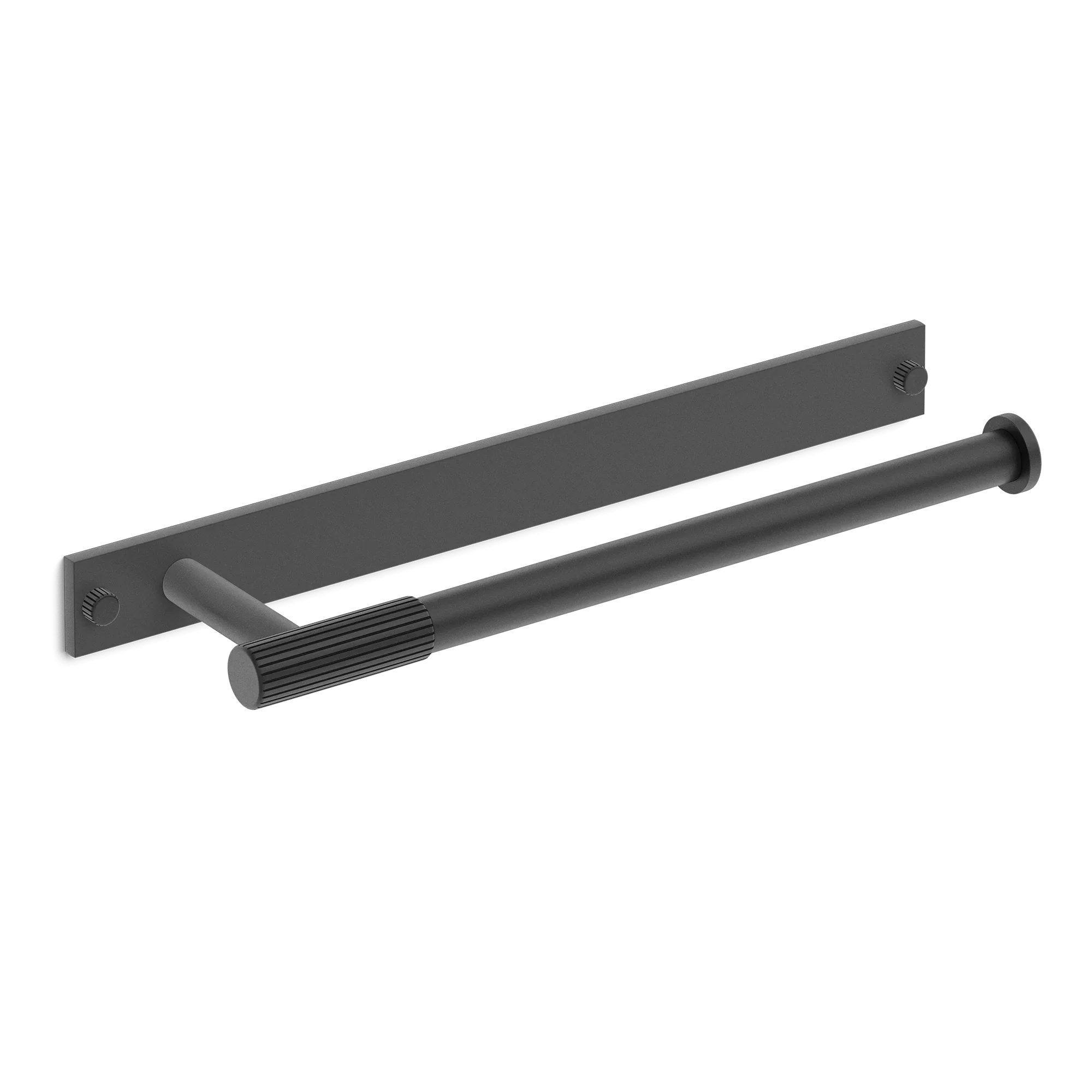 Armac Martin MIX Straight Knurled Hand Towel Rail & Backplate in 250mm / Matt Black Lacquered