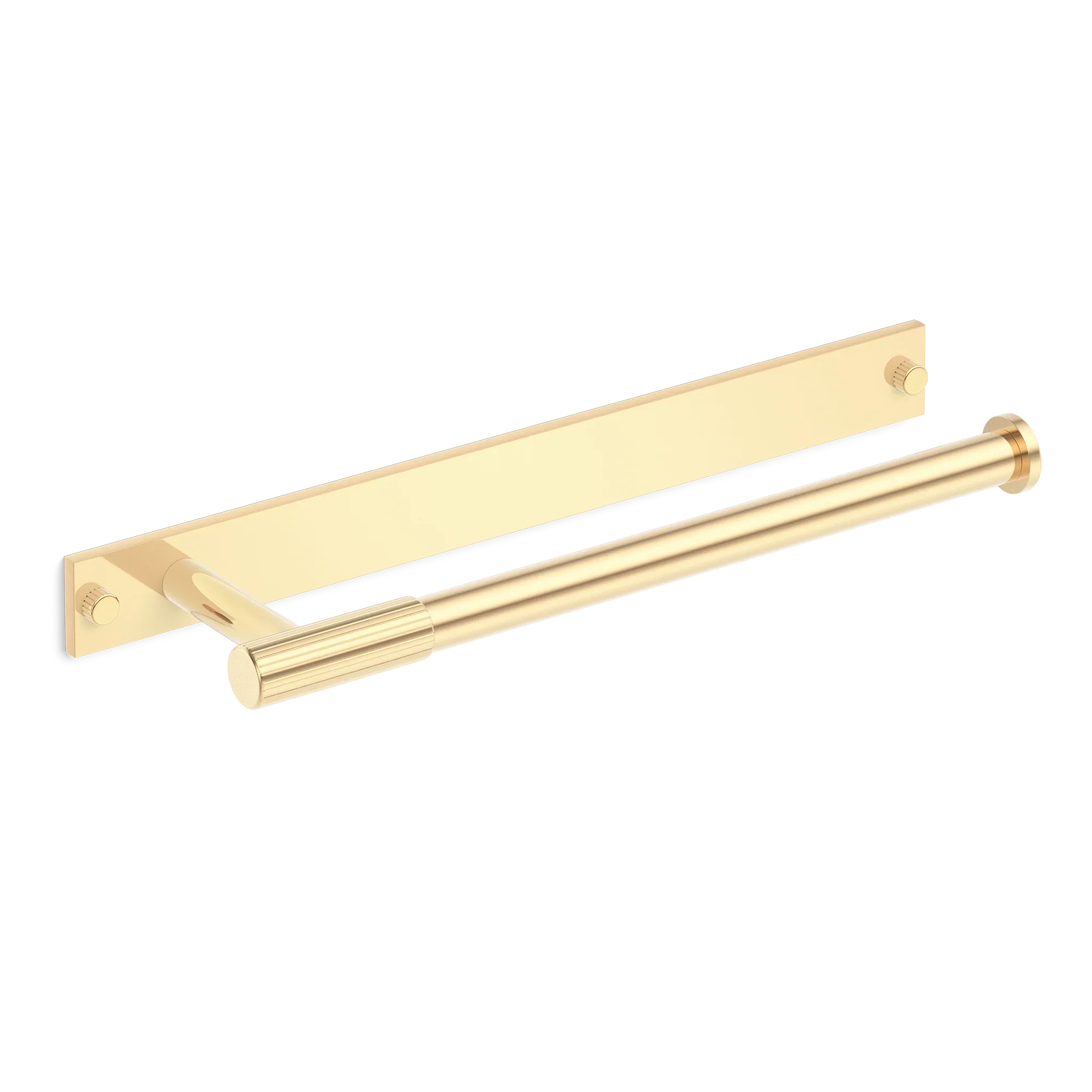 Armac Martin MIX Straight Knurled Hand Towel Rail & Backplate in 250mm / Polished Brass Unlacquered