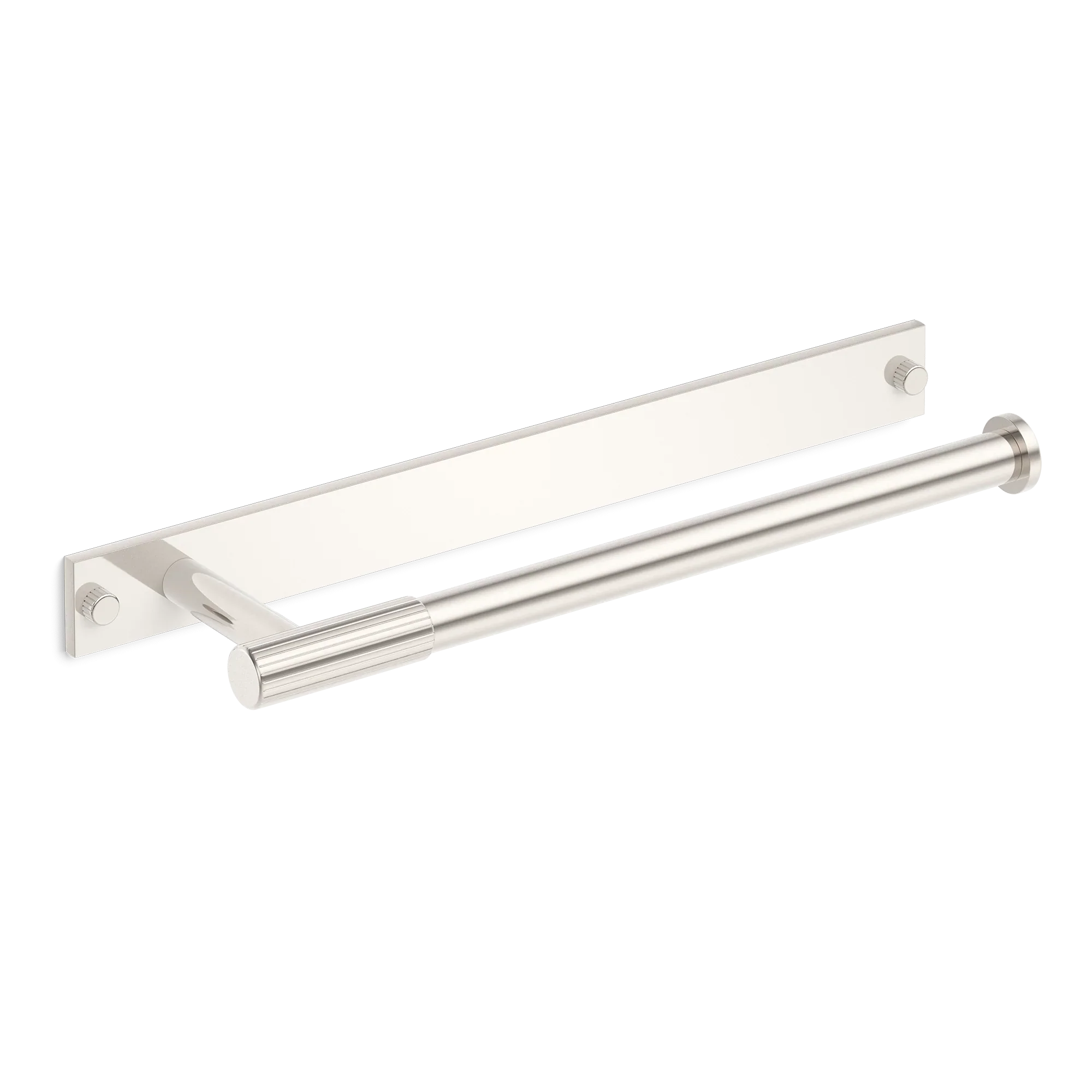 Armac Martin MIX Straight Knurled Hand Towel Rail & Backplate in 250mm / Polished Nickel Plate
