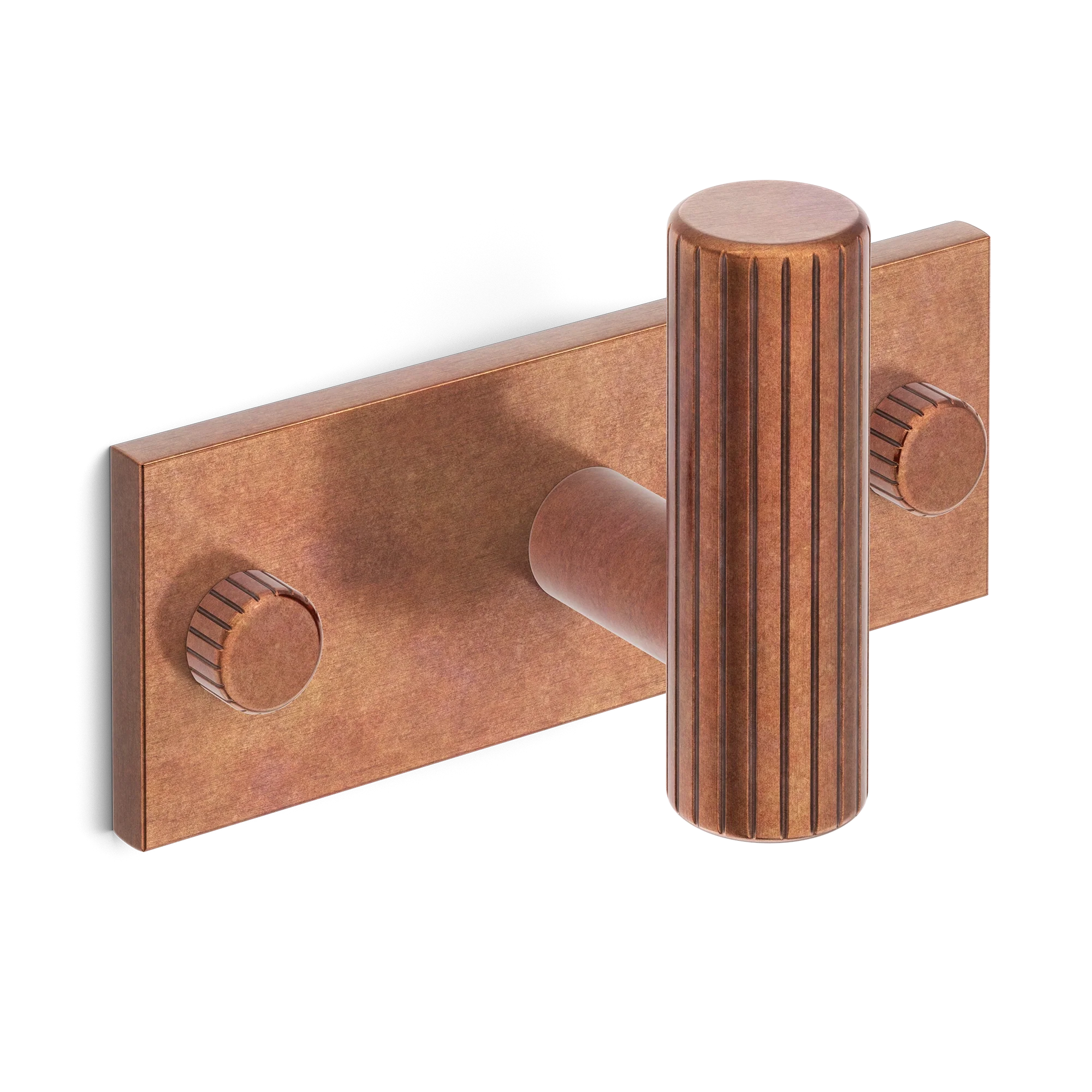 Armac Martin MIX Straight Knurled Single Horizontal Wall Hook in 84mm / Aged Copper
