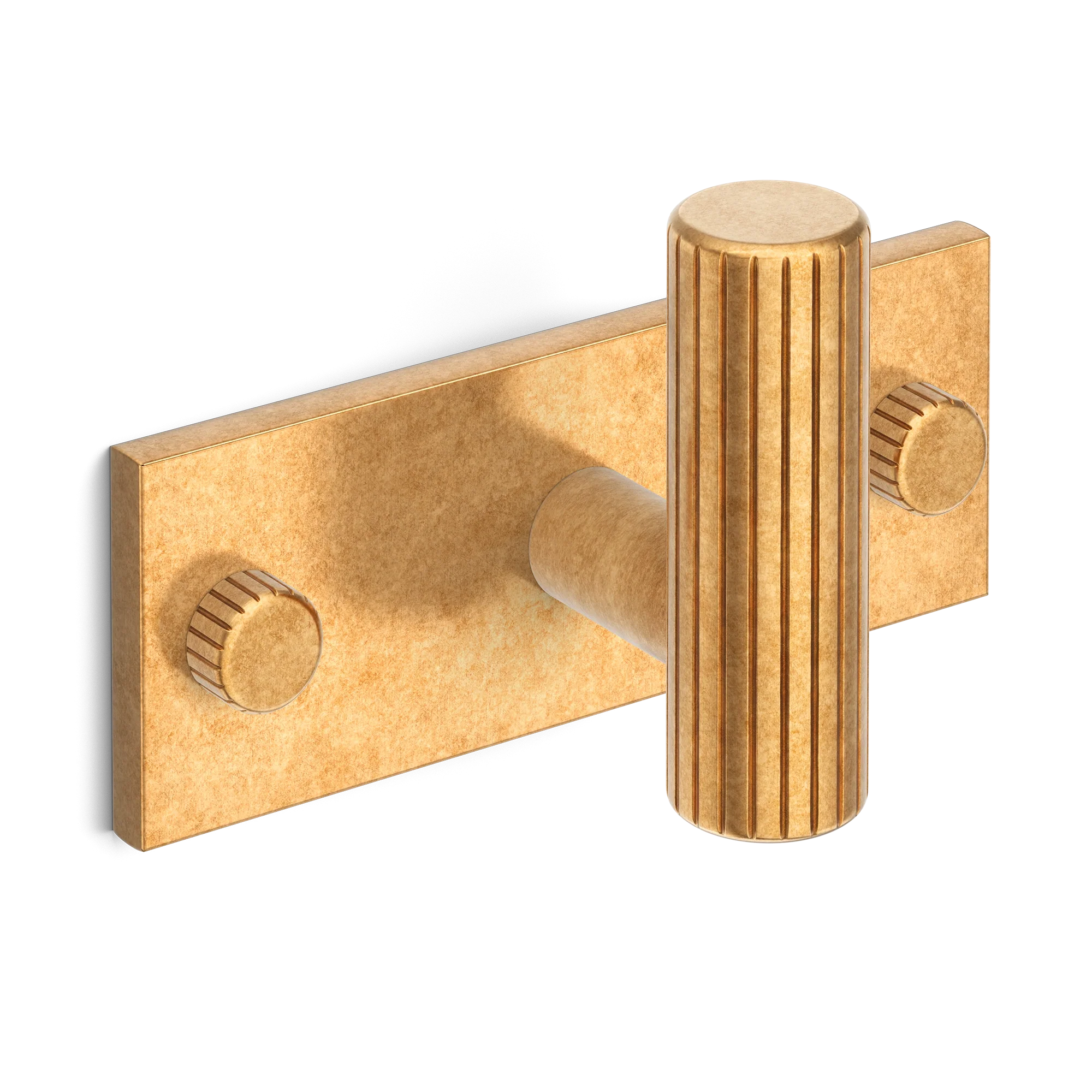 Armac Martin MIX Straight Knurled Single Horizontal Wall Hook in 84mm / Burnished Brass