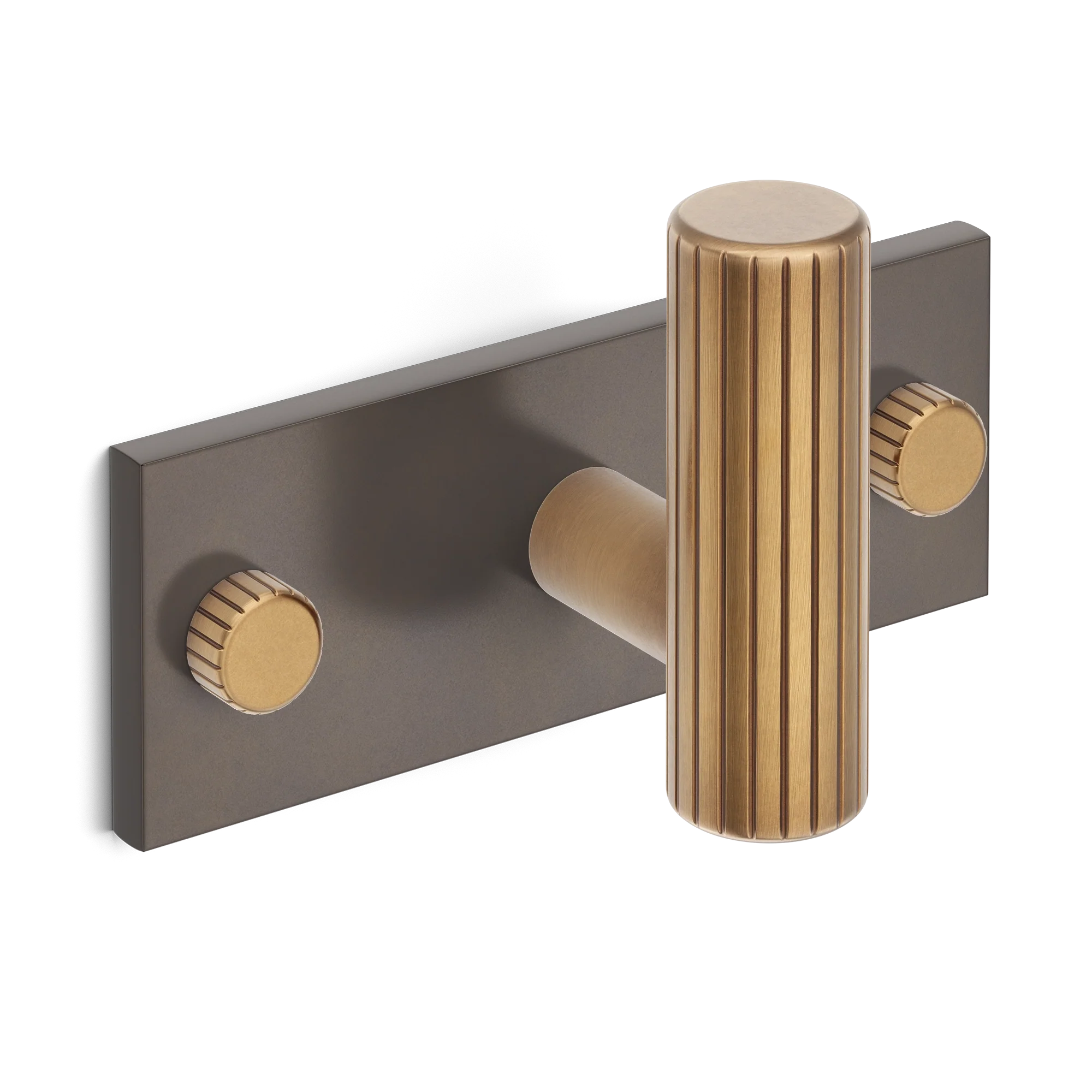 Armac Martin MIX Straight Knurled Single Horizontal Wall Hook - Mixed Finish in 84mm