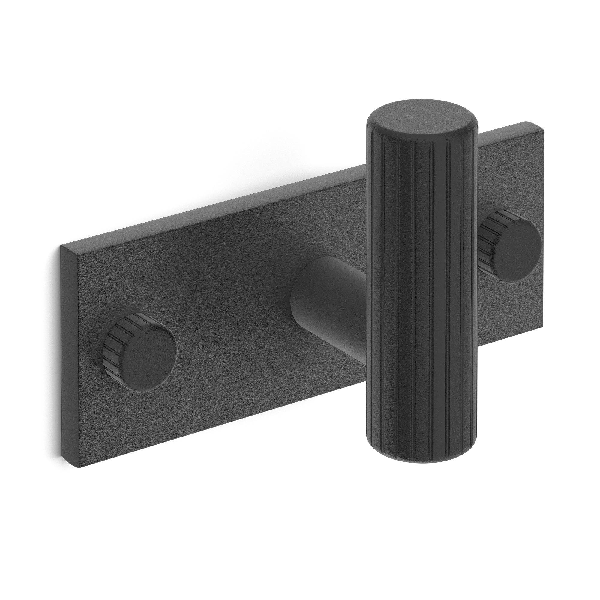 Armac Martin MIX Straight Knurled Single Horizontal Wall Hook in 84mm / Matt Black Lacquered