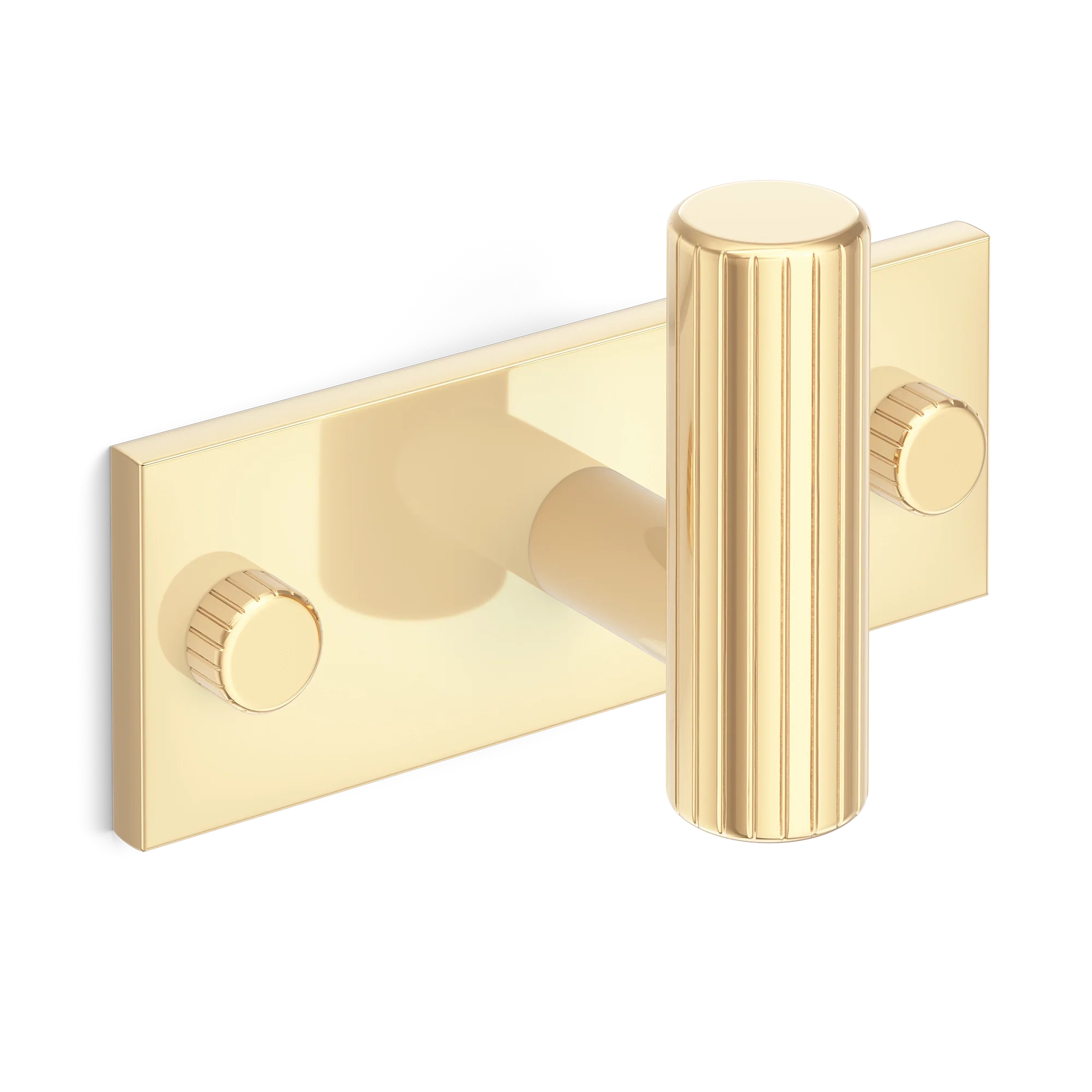 Armac Martin MIX Straight Knurled Single Horizontal Wall Hook in 84mm / Polished Brass Unlacquered