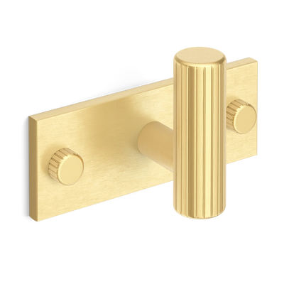 Armac Martin MIX Straight Knurled Single Horizontal Wall Hook in 84mm / Satin Brass Satin Lacquered